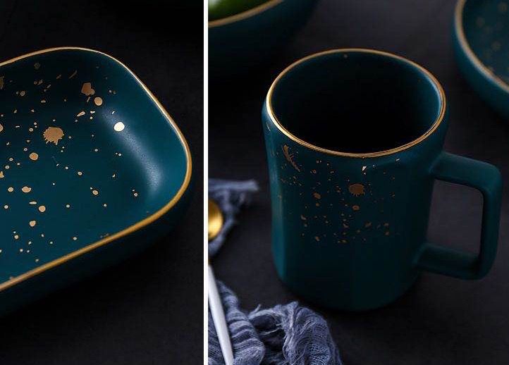 Nordic style modern and fashionable golden edge Xidian ceramic milk cup mug detail image 4