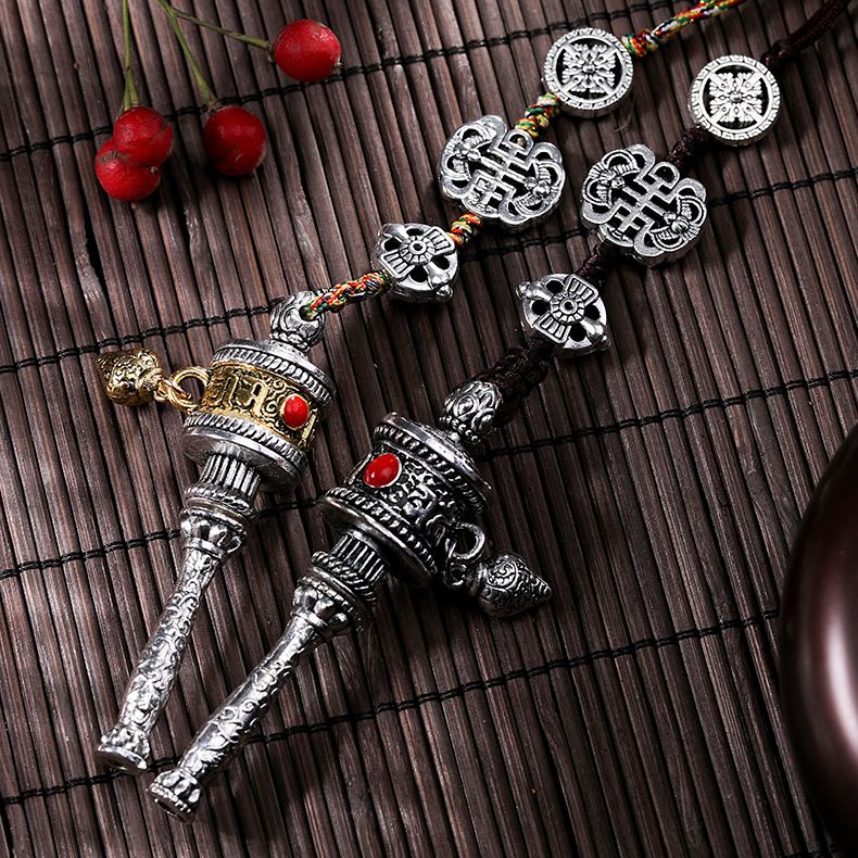 Yunnan ethnic style Tibetan ornaments, car accessories, pendants, religious ritual implements, prayer wheels, amulets, accessories, waist tags details Picture