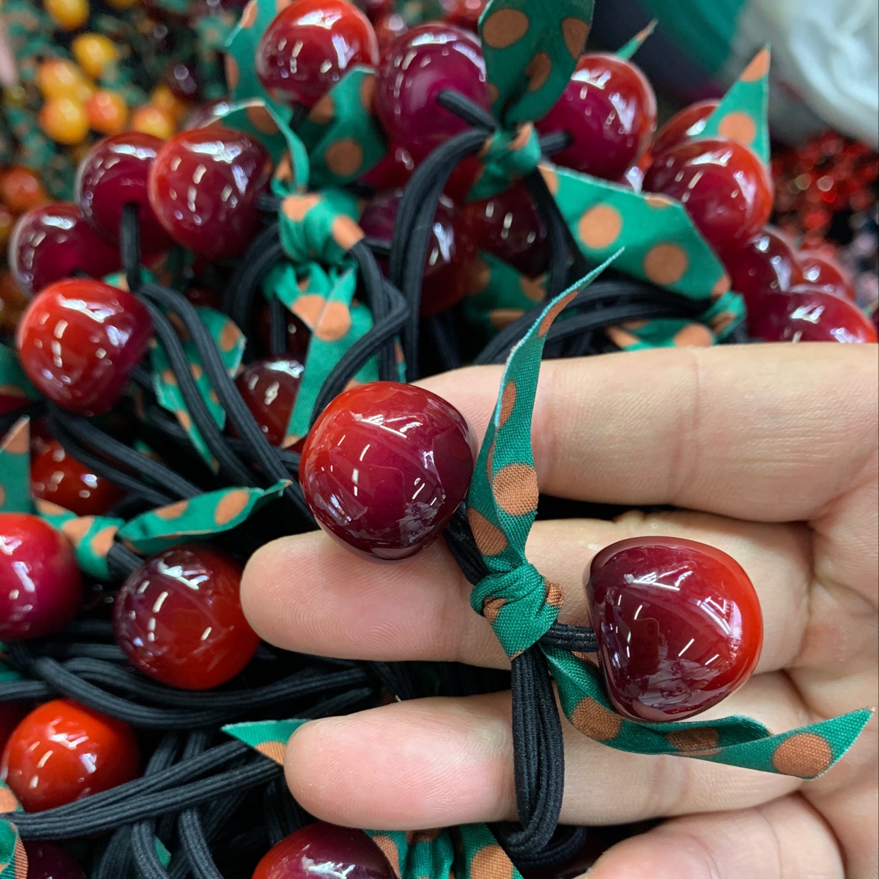 Big Cherry Ribbon Orange Korean Fashion Women's Headband Women's Rubber Band Hair Temperament Headwear High Elastic Adult Autumn/Winter Hair Rope Hair Accessories Casual Rubber Band Solid Color Small Rabbit Hair Band Chen Fai Jewelry 022 Specification drawing