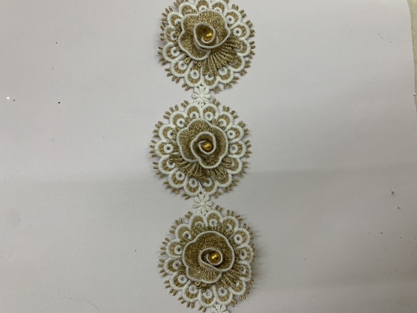 Water Soluble Lace White With Gold