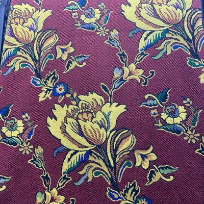Large Yellow Floral Print On Red Background