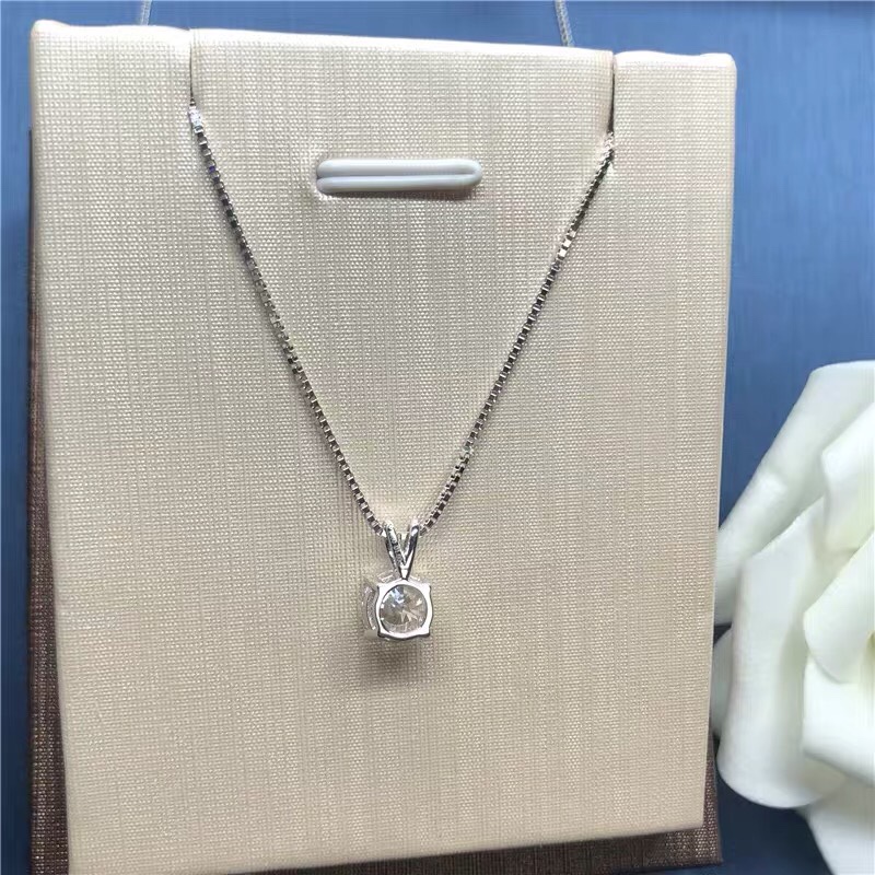 A kramer Mosaite diamond necklace for women with micro - set four - claw six - claw anti - allergy simple pendant thumbnail