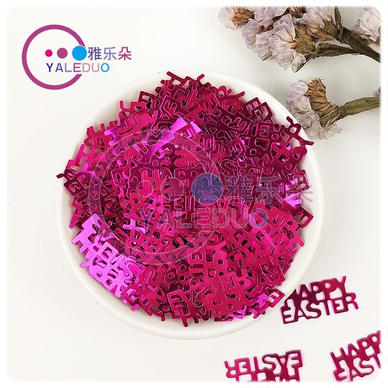 PVC26x12mm English Easter Holiday Happy Sequin HappyEaster Bead diy jewelry material accessories Item Picture