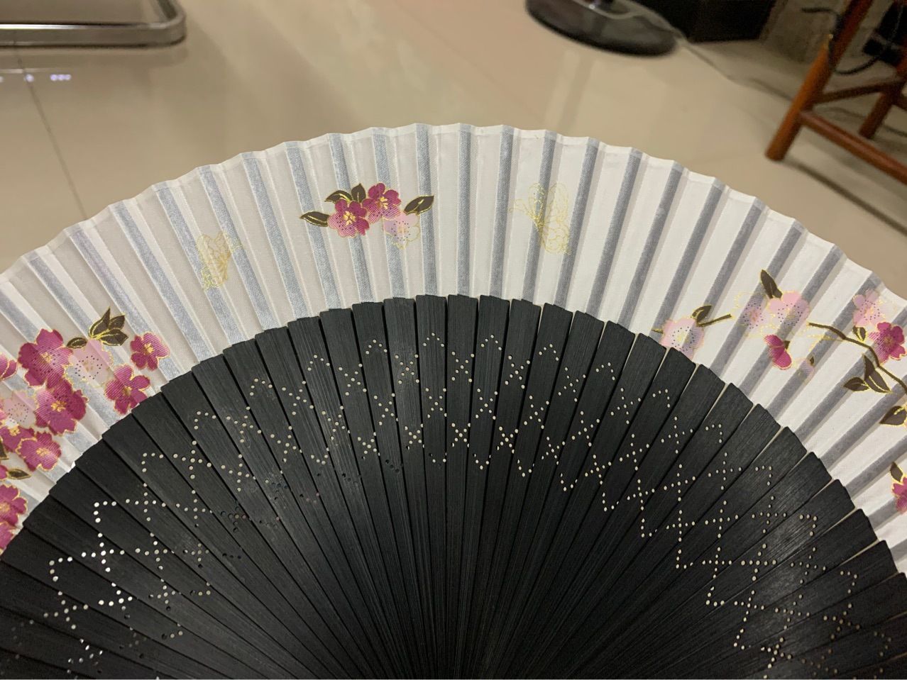 头青印花竹排扇    批发手工和风扇子   女式中国风折扇   古典汉服喷绘竹扇详情图4