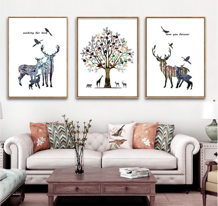 客厅装饰画沙发背景墙壁画玄关客厅三联画无框壁简约挂画批发