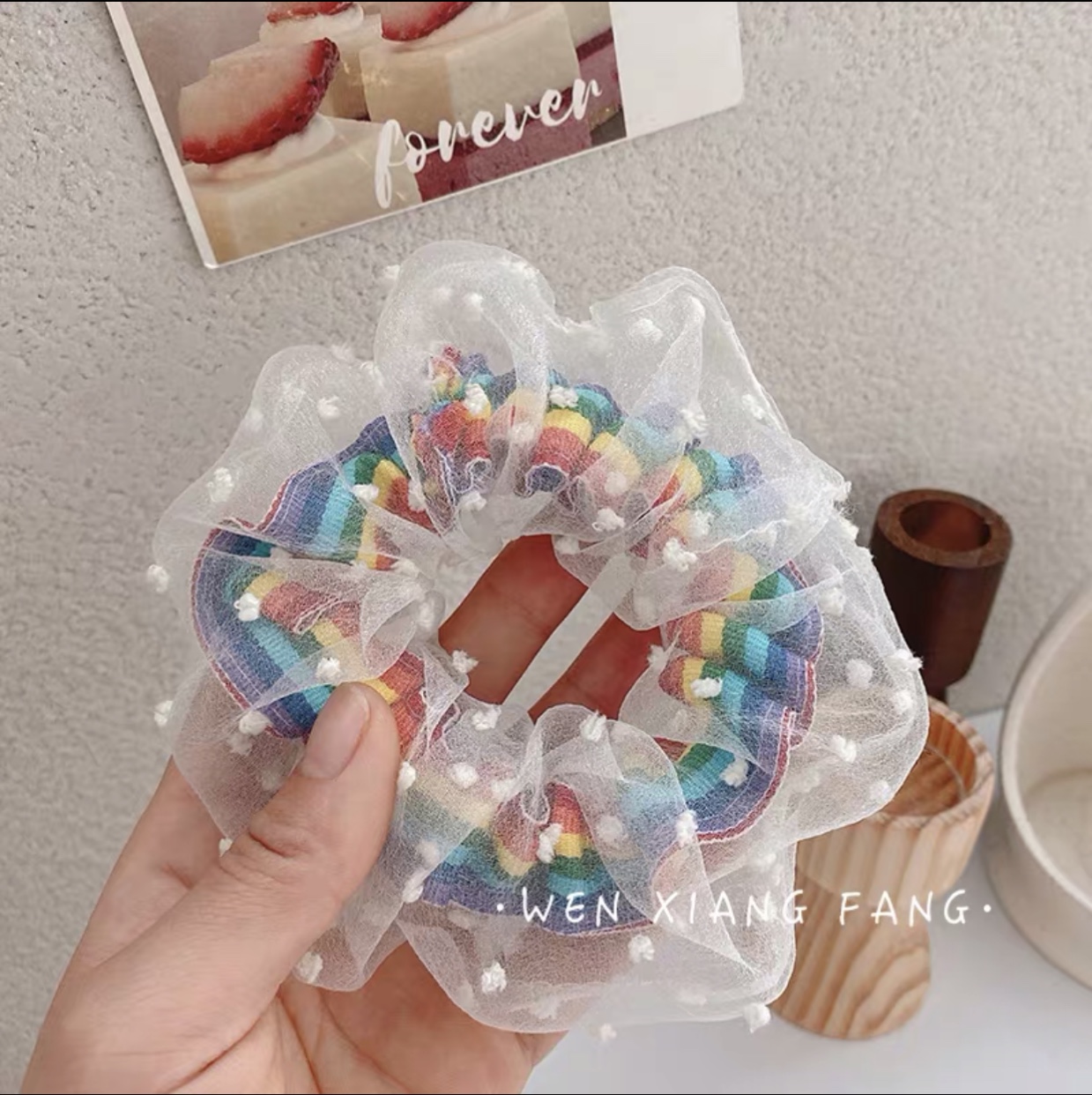 Fairy rainbow hair band sen hair band super fairy headwear Korean web celebrity girl wash face versatile go out large intestine hair ring thumbnail
