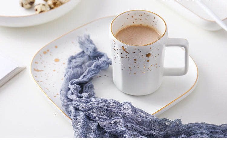 Nordic style modern and fashionable golden edge Xidian ceramic milk cup mug Application Scenario
