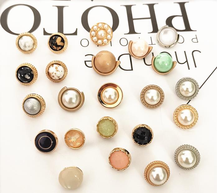 小香风金属衬衫百搭开衫连衣裙扣子通用雪纺韩版衬衣装饰圆珍珠纽