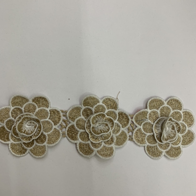 Water Soluble White With Gold Border Optional details Picture