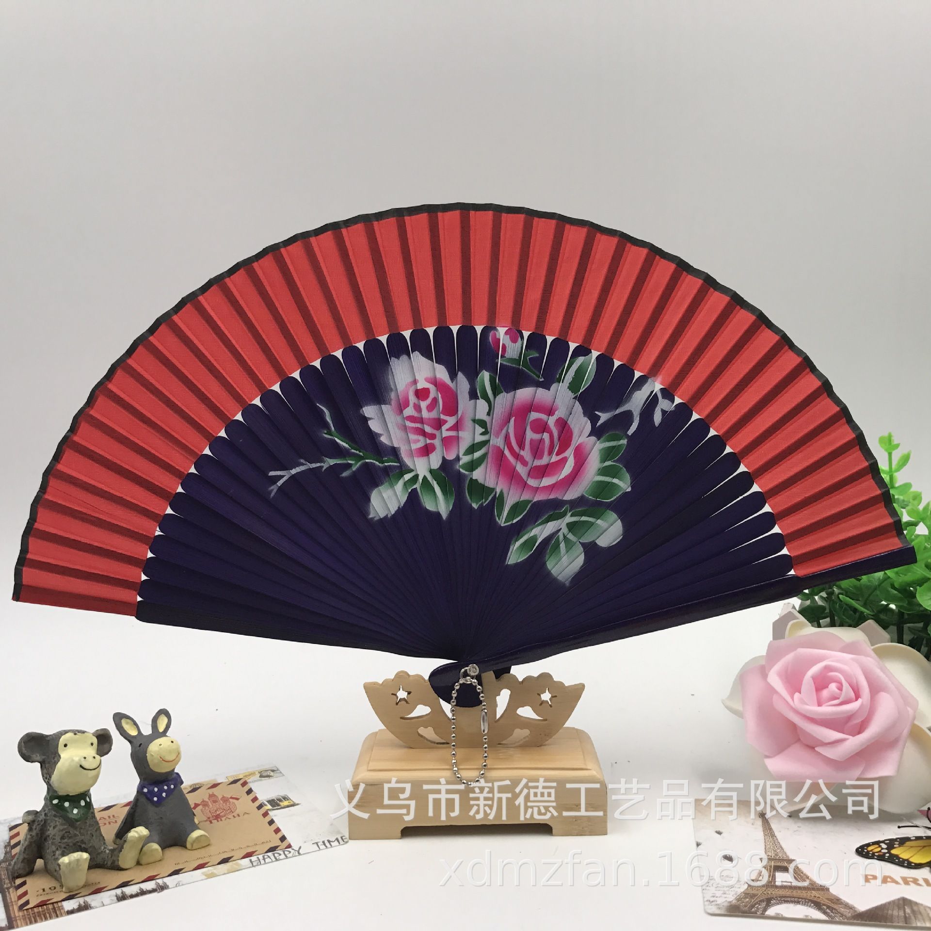 漆边手绘喷绘折扇  *古风折扇镂空*日式和风扇  *二青竹质折叠扇子  批发详情图13