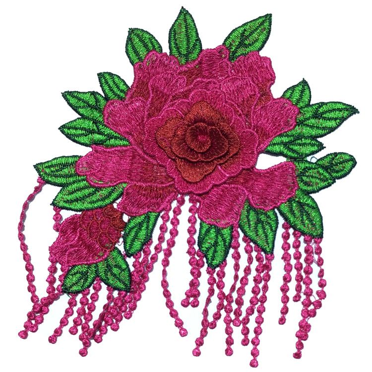 Factory Direct Tassel Peony Flower Water-Soluble Embroidery Flower Multi-Layer Three-Dimensional Clothing Decoration Multi-Color Patch Can Be Customized details Picture