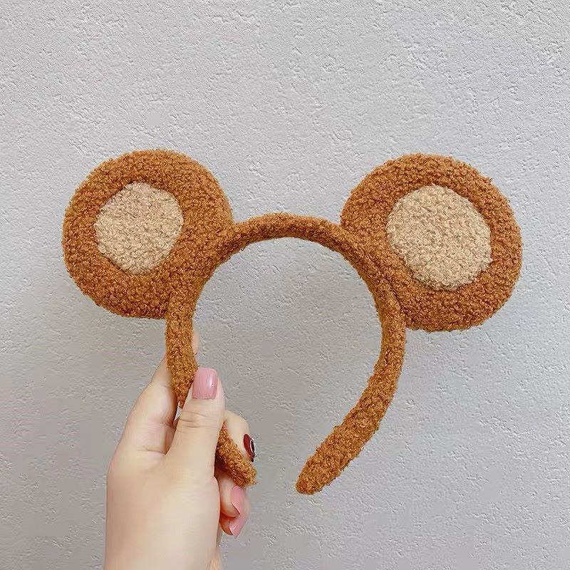 Lamb Fleece Round Ears Two-Color Hair Hoops For Children All Travel Accessories Children Cute Exclusive Specification drawing