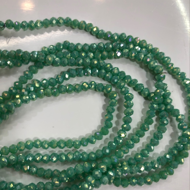 彩色玻璃仿水晶 瓷切面4厘扁珠土兰瓷水晶黄