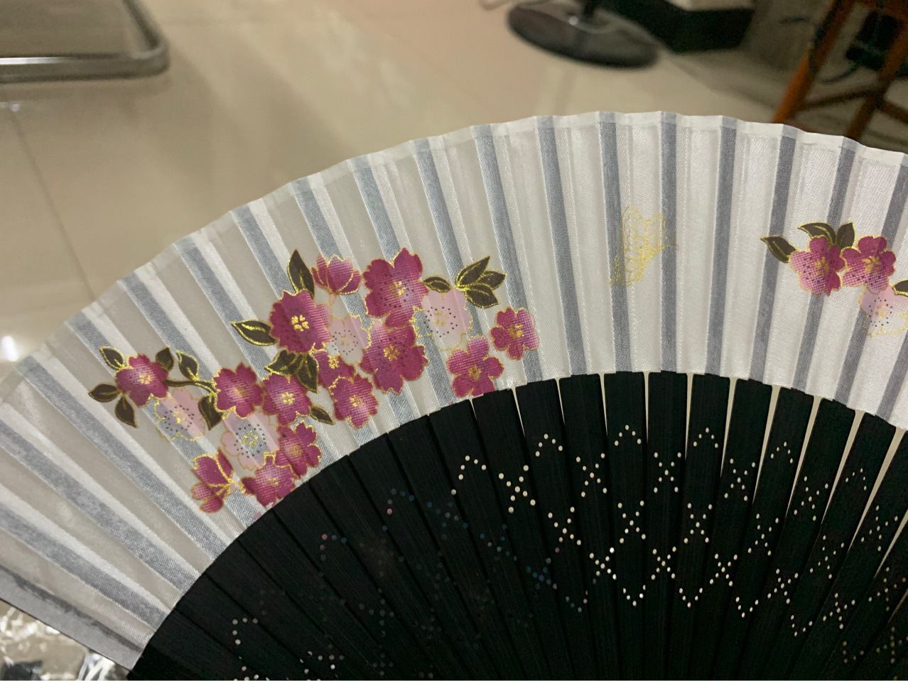 头青印花竹排扇    批发手工和风扇子   女式中国风折扇   古典汉服喷绘竹扇详情图3