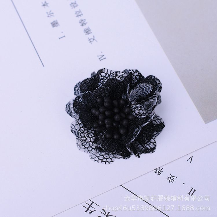 韩版4CM蕾丝鞋帽花胸针头花DIY手工服装定型花厂家直销配件花朵详情图7