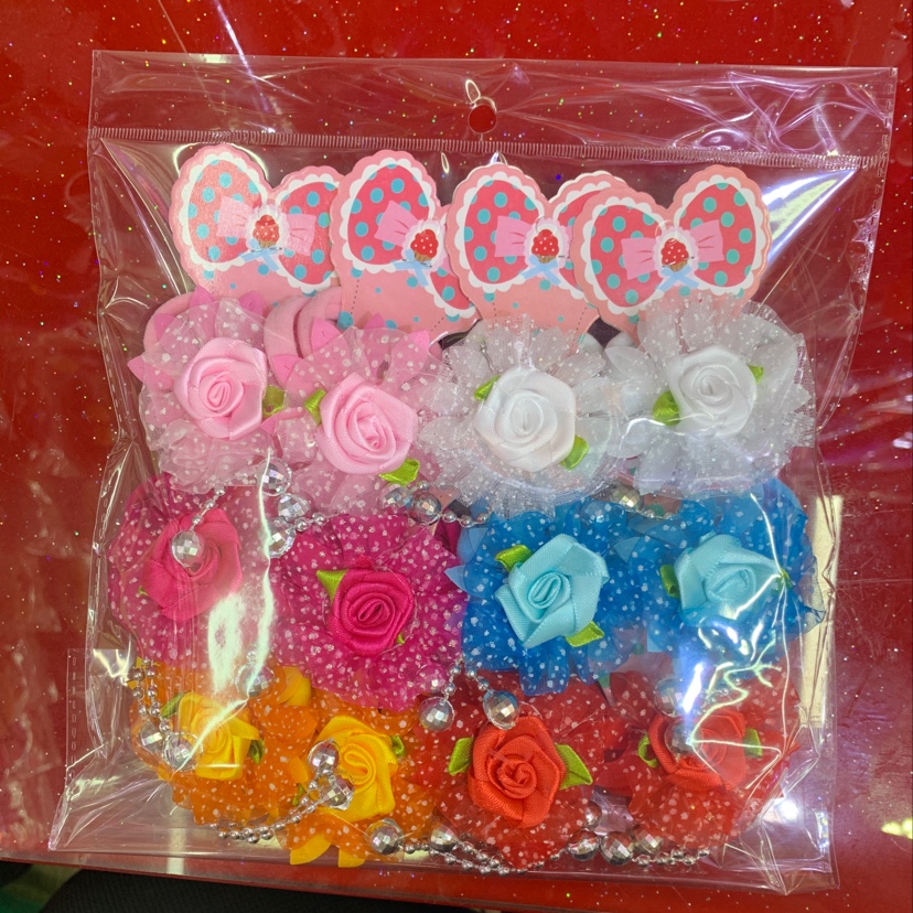 Dotted rose beads glued rubber band