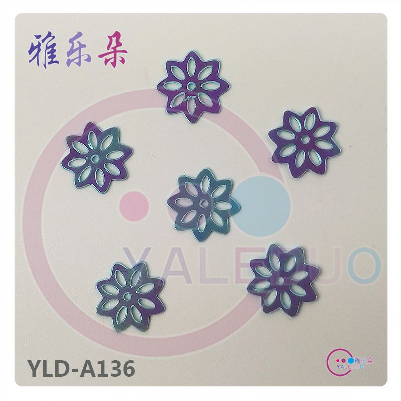 9mm hollowed-out through-flower sequins, eight-petal plum bead sequins, children's perforated amblyopia training diy accessory materials, clothing accessories