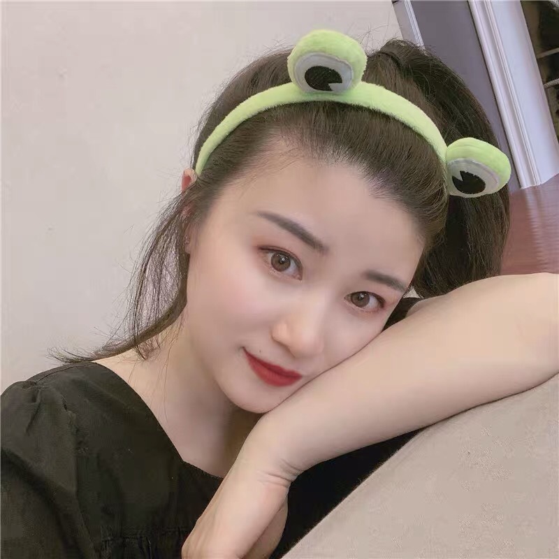 Ins lovely frog wash hair band women net red simple wide side head band show MOE sweet big eyes hair band head band thumbnail