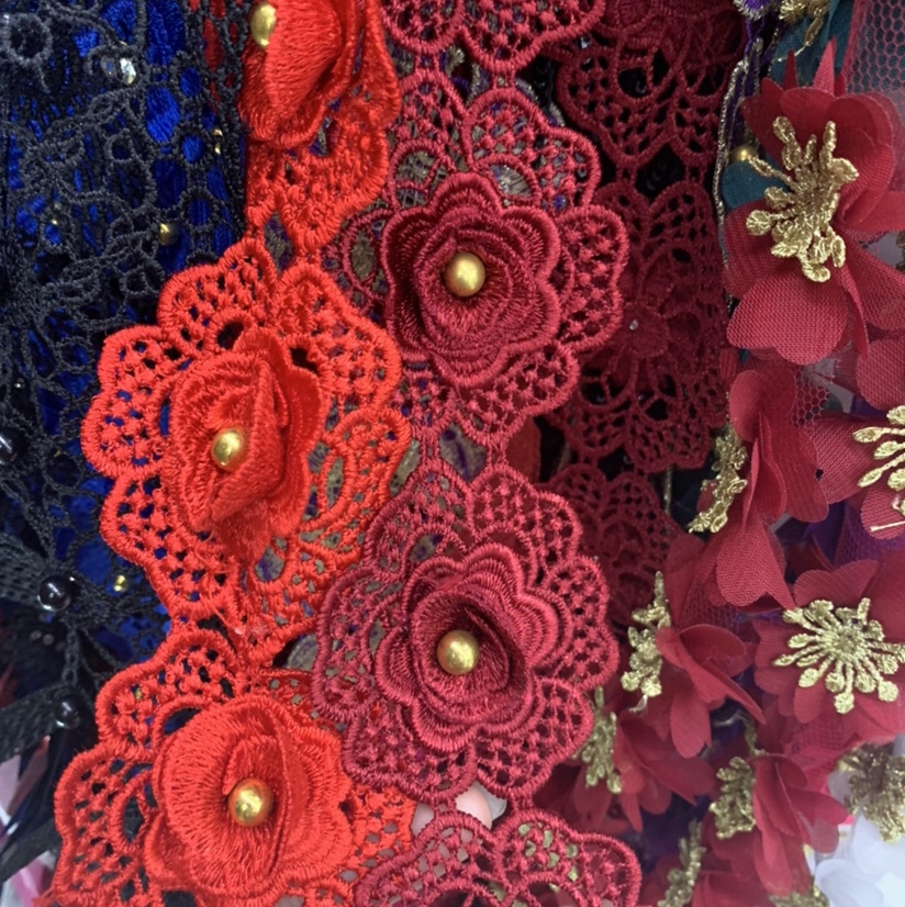 Water Soluble Embroidery Lace Collar With Multi-Colored Beads Application Scenario