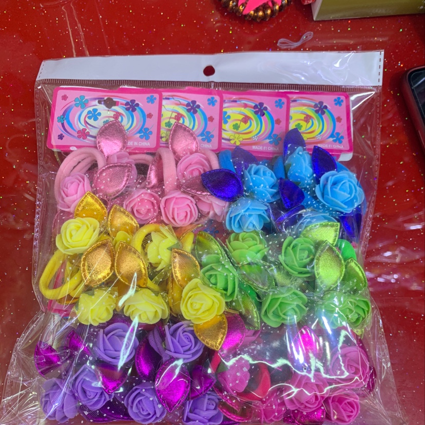 Small wedding dress foam flower ears glued rubber bands thumbnail