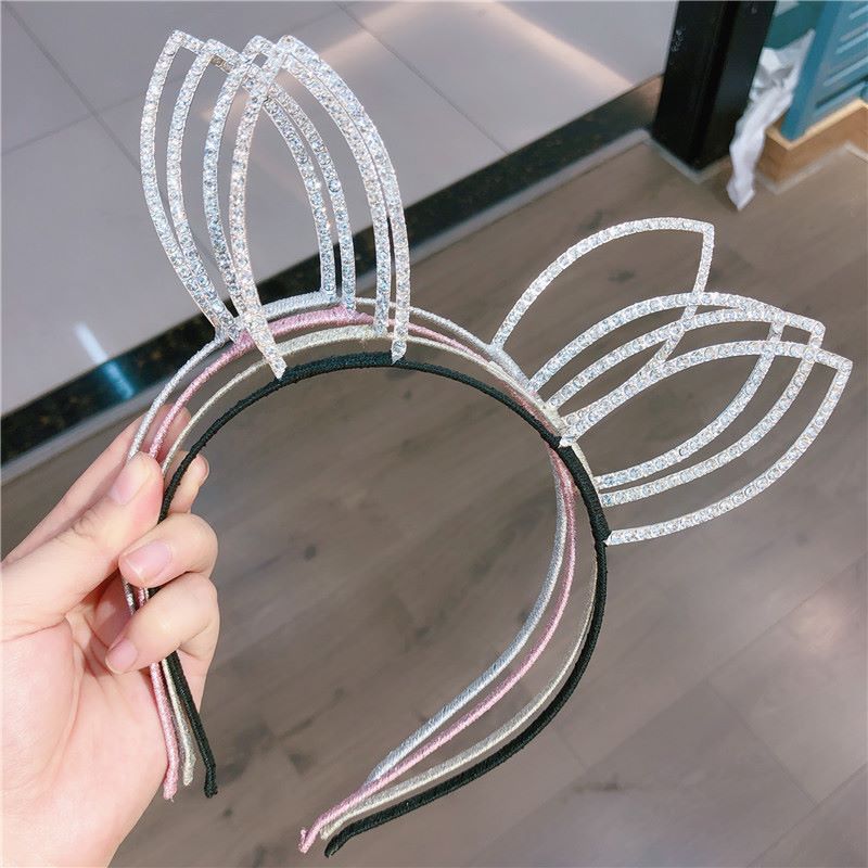 Bright Ribbon Diamond Rabbit Ear Headband Children's Travel Accessories All Cute Exclusive Children