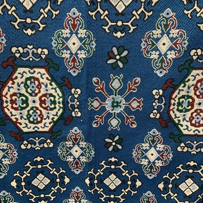 Item 808 White Printed Thread Blanket On Blue Background