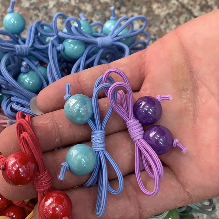 Korean version of pure color hanging bead rubber band head tie children girls head tie rope head head ornaments headgear female thumbnail
