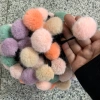 Three-in-one hairball cartoon accessories, Korean version fashionable ladies' hair tie, women's rubber band tie, elegant headwear, high elasticity adult autumn and winter hair tie, hair accessory, casual rubber band, solid color little rabbit hair band, Chenhui accessories 013 Application Scenario