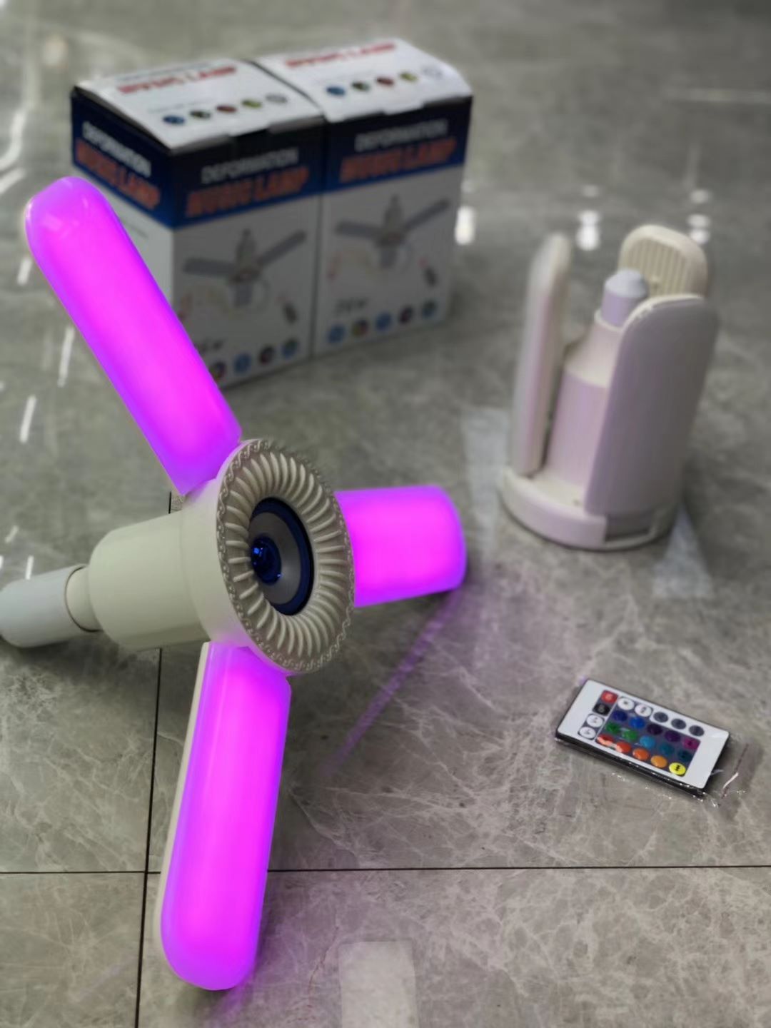 LED三叶蓝牙音乐灯折叠无线遥控氛围灯彩光灯家用音乐灯泡详情图8