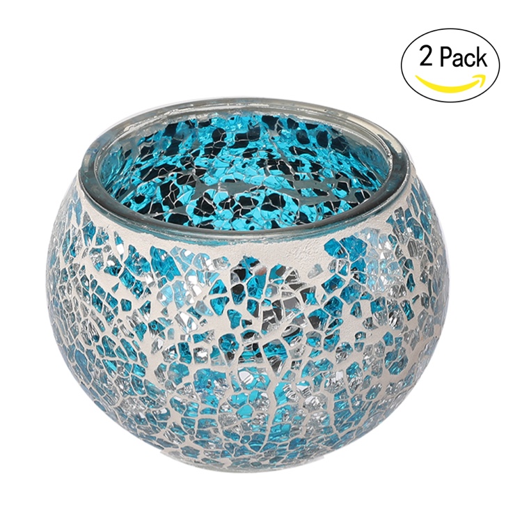 Turkish-style candlesticks, cracked glass candlesticks undefined