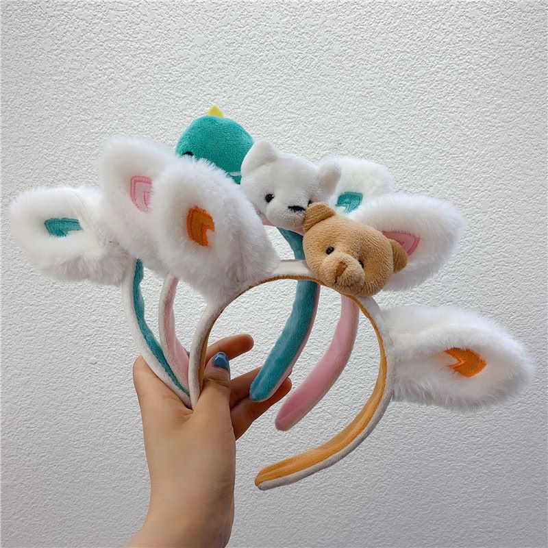 The long-haired ear cartoon headband is a versatile and cute plush accessory
