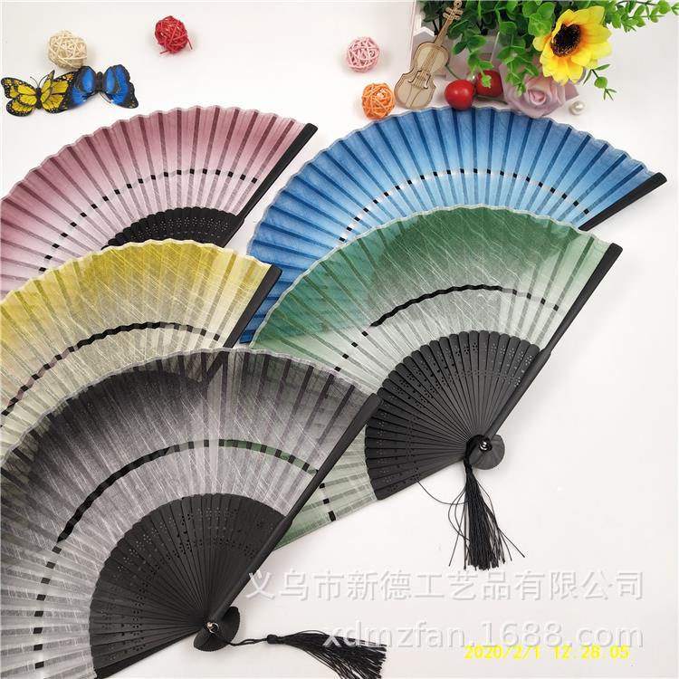 女士折扇定制   二节亚麻棉布扇   竹扇  竹制折扇  绢扇  厂家批发   丝绸扇详情图9