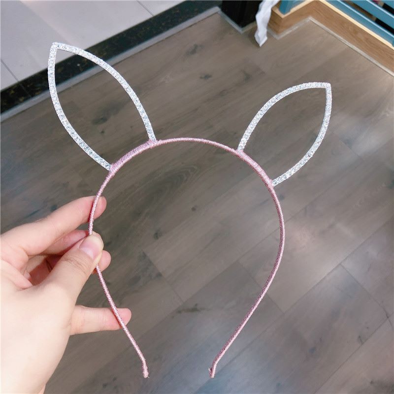 Bright Ribbon Diamond Rabbit Ear Headband Children's Travel Accessories All Cute Exclusive Children Item Picture