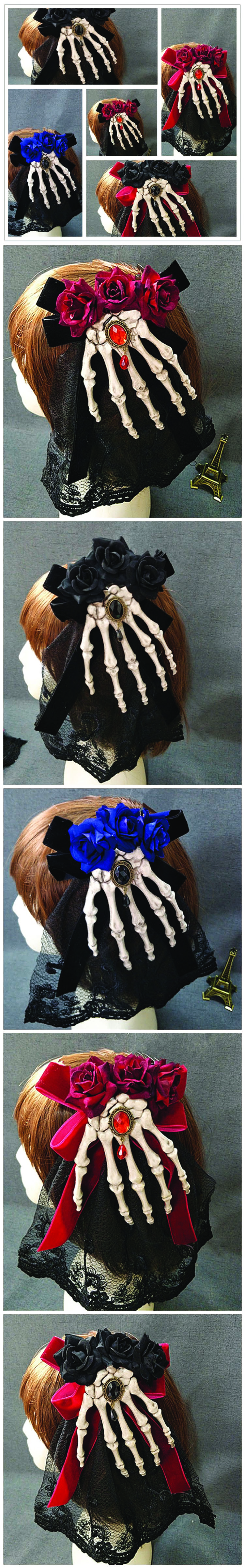 Amazon Cross-Border Foreign Trade Source New Gothic Dark Large Skeleton Hand Bone Brooch Head Buckle Hair Adornment full figure