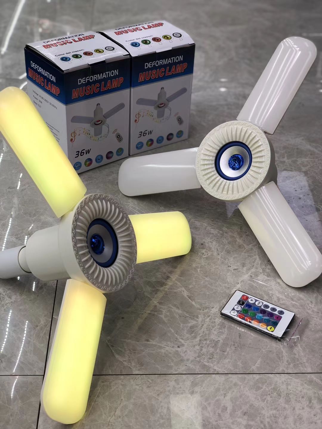 LED三叶蓝牙音乐灯折叠无线遥控氛围灯彩光灯家用音乐灯泡详情图7