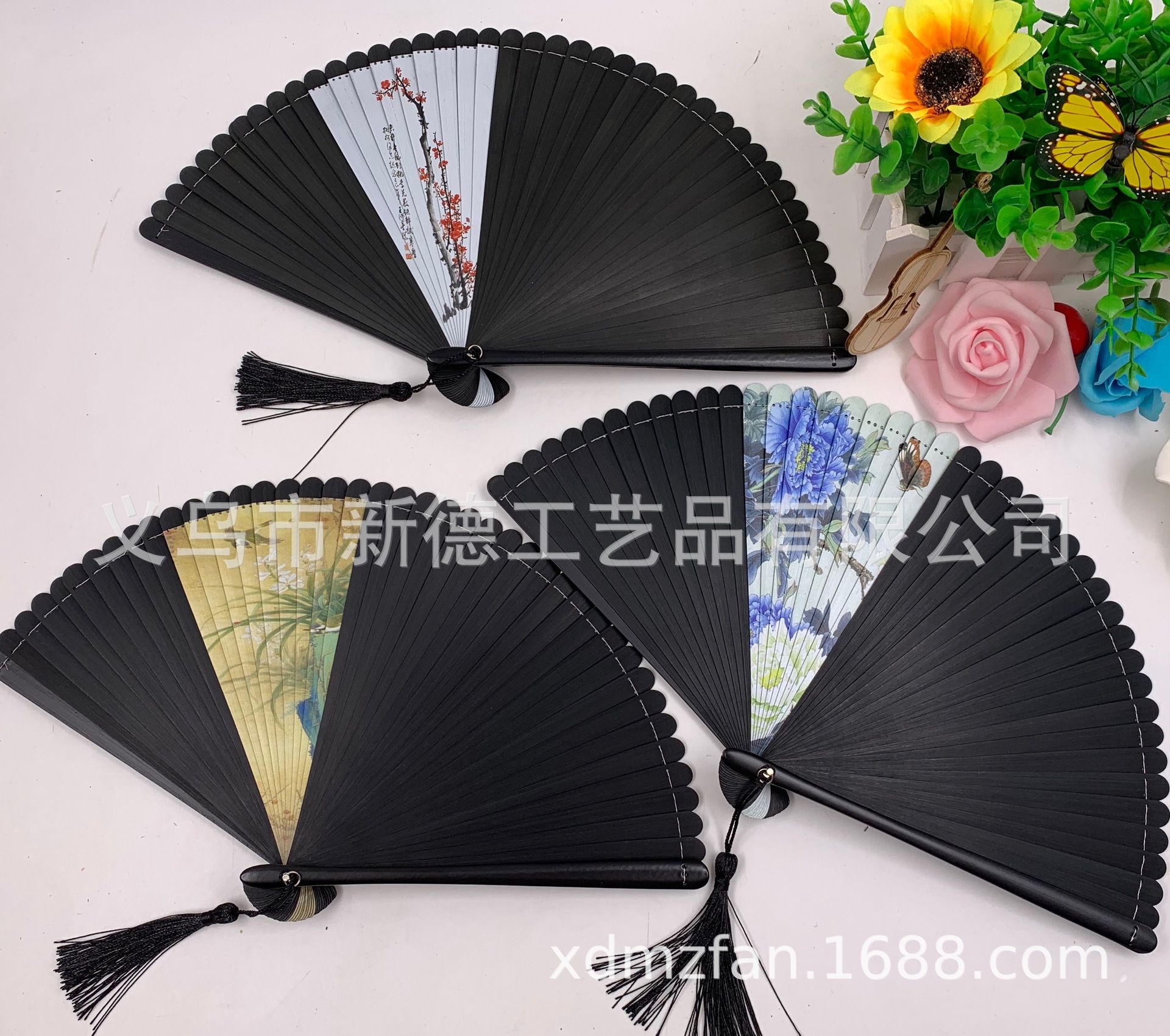 德祯顺滑好开合竹扇  头青喷绘全竹扇  古风 折扇  扇子  全竹扇  中国风 扇子  竹扇详情图7