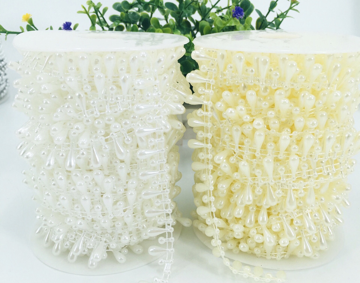 Manufacturers direct 15mm double drop bead line, 15m/roll. Bow hair clip accessories for children, wedding dress decoration, Diy accessories for clothing accessories decoration imitation pearl cotton beads thumbnail