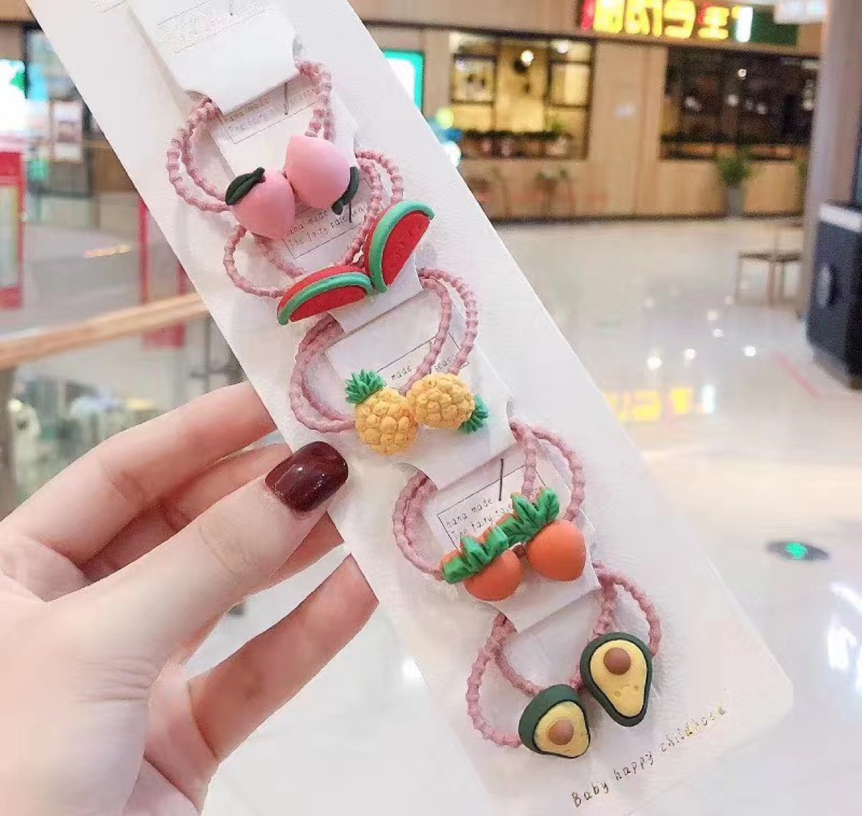 Korean version of Instagram Hyuna wind children hair ring baby ponytail does not hurt the hair C fruit headstring lovely flower rubber band women thumbnail