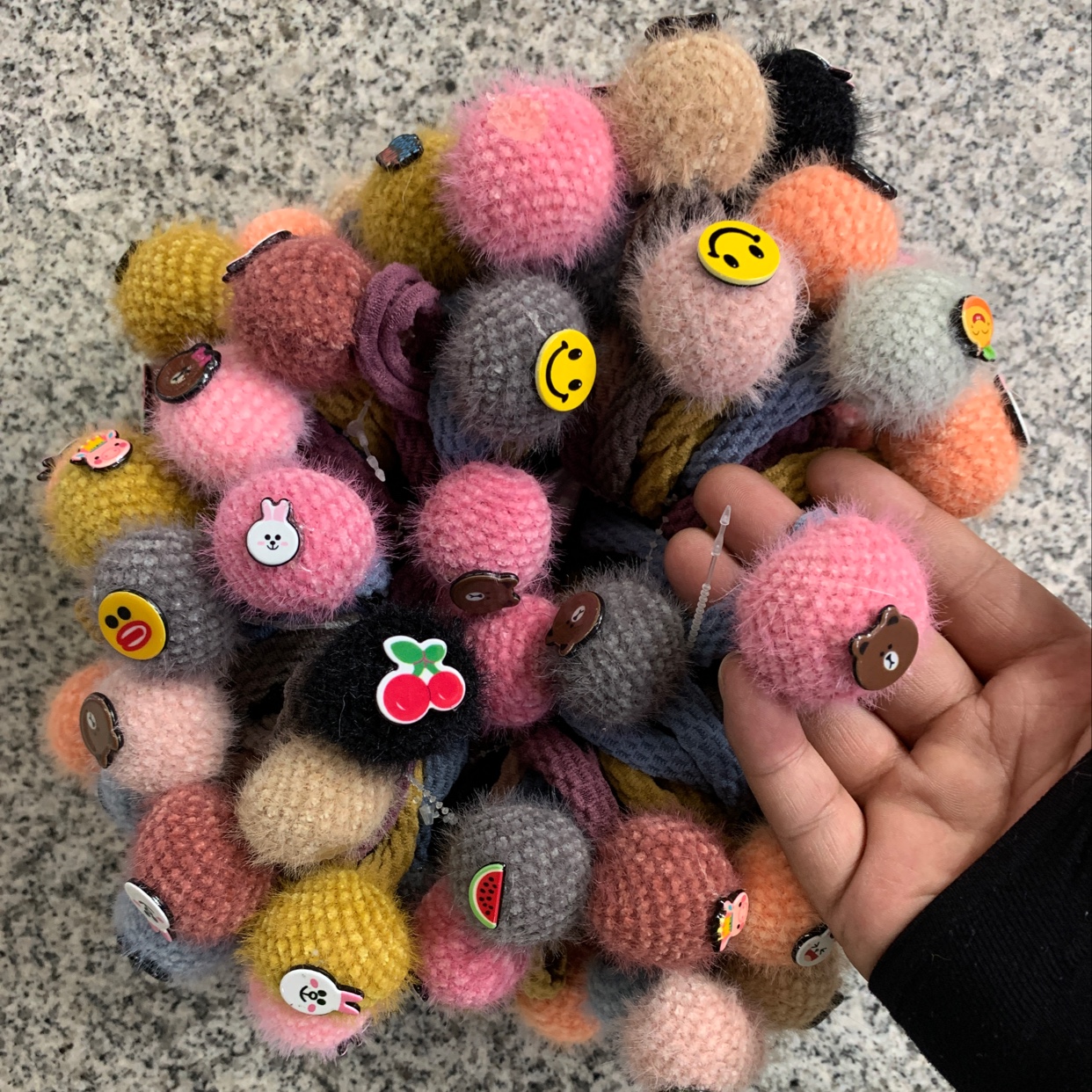 Hairball Cartoon Accessories Korean Fashion Women's Headband Women's Elastic Band Hair Tie Temperament Headwear High Elastic Adult Autumn/Winter Hair Rope Hair Accessories Casual Rubber Band Solid Color Bunny Hair Band Chenhui Jewelry 044