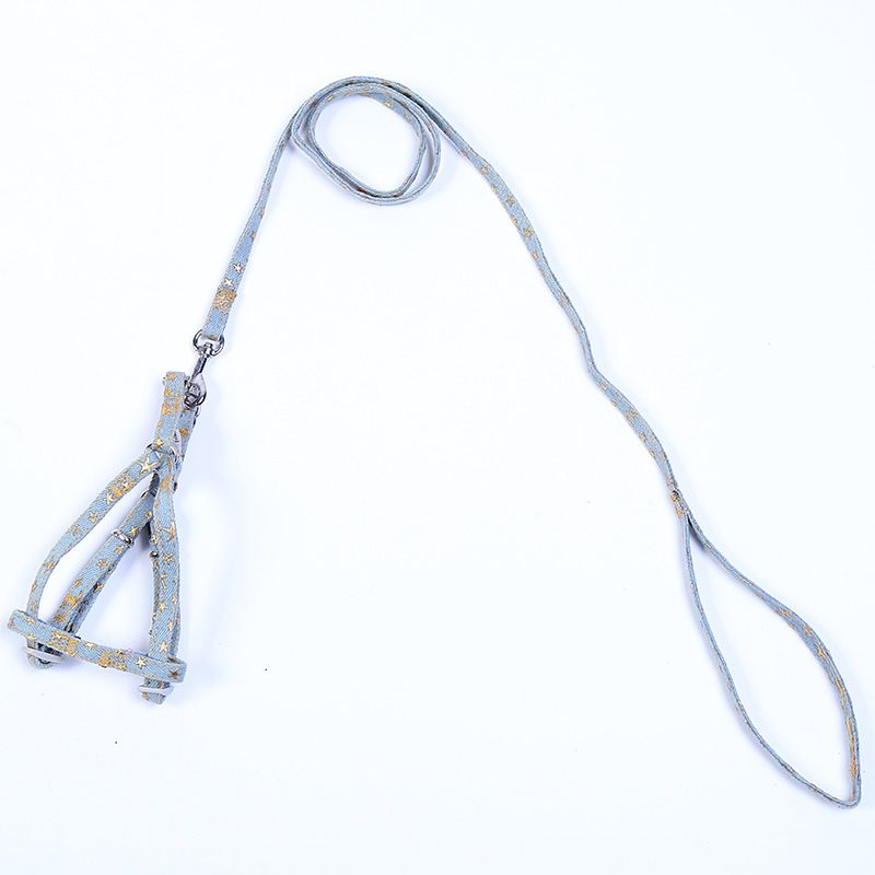 新款可调节宠物胸背带 双层破洞牛仔牵引绳 加厚耐磨狗链宠物用品详情图5