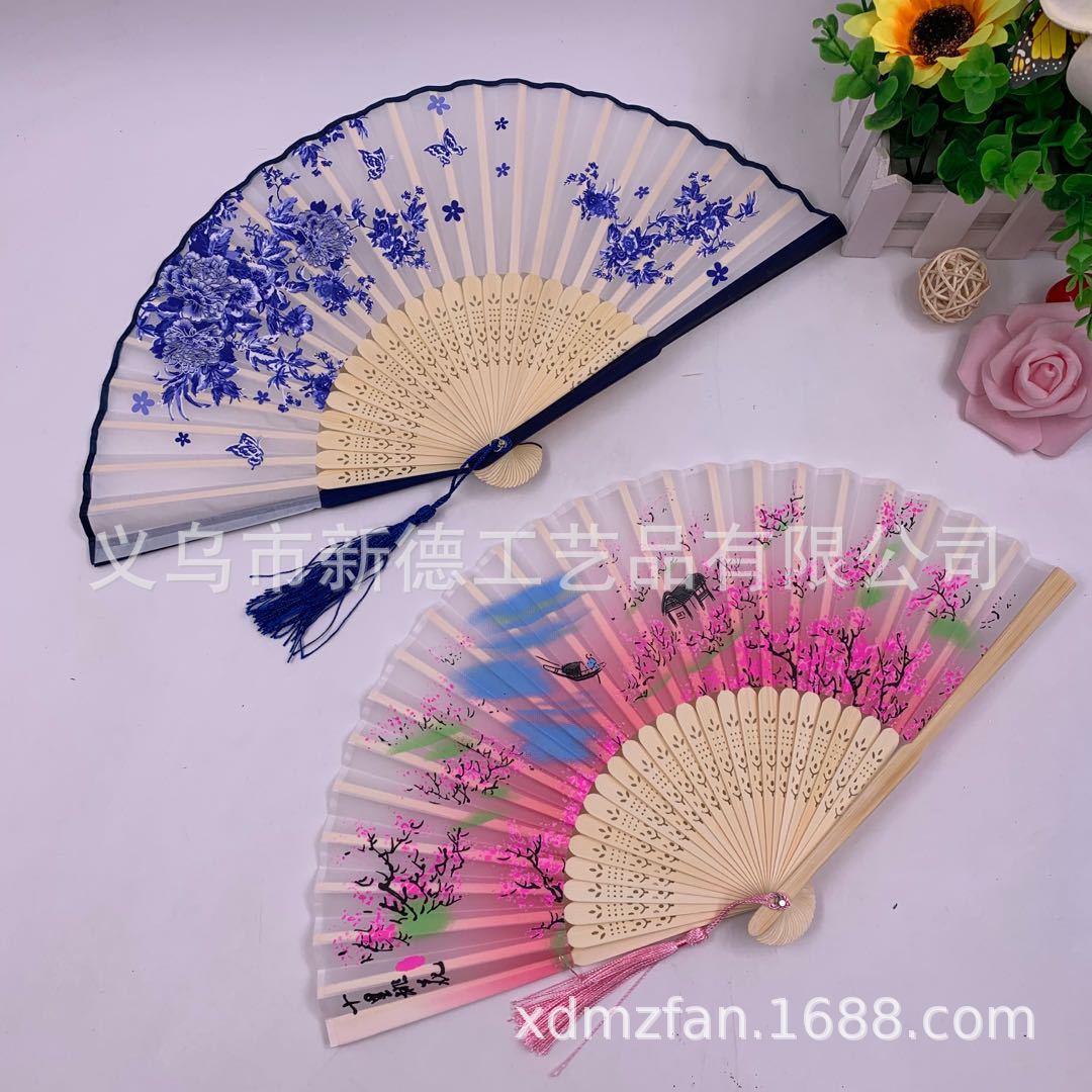 古风扇子  竹质二青折叠扇  中国风古典折扇  扇子女式儿童舞蹈扇夏详情图7