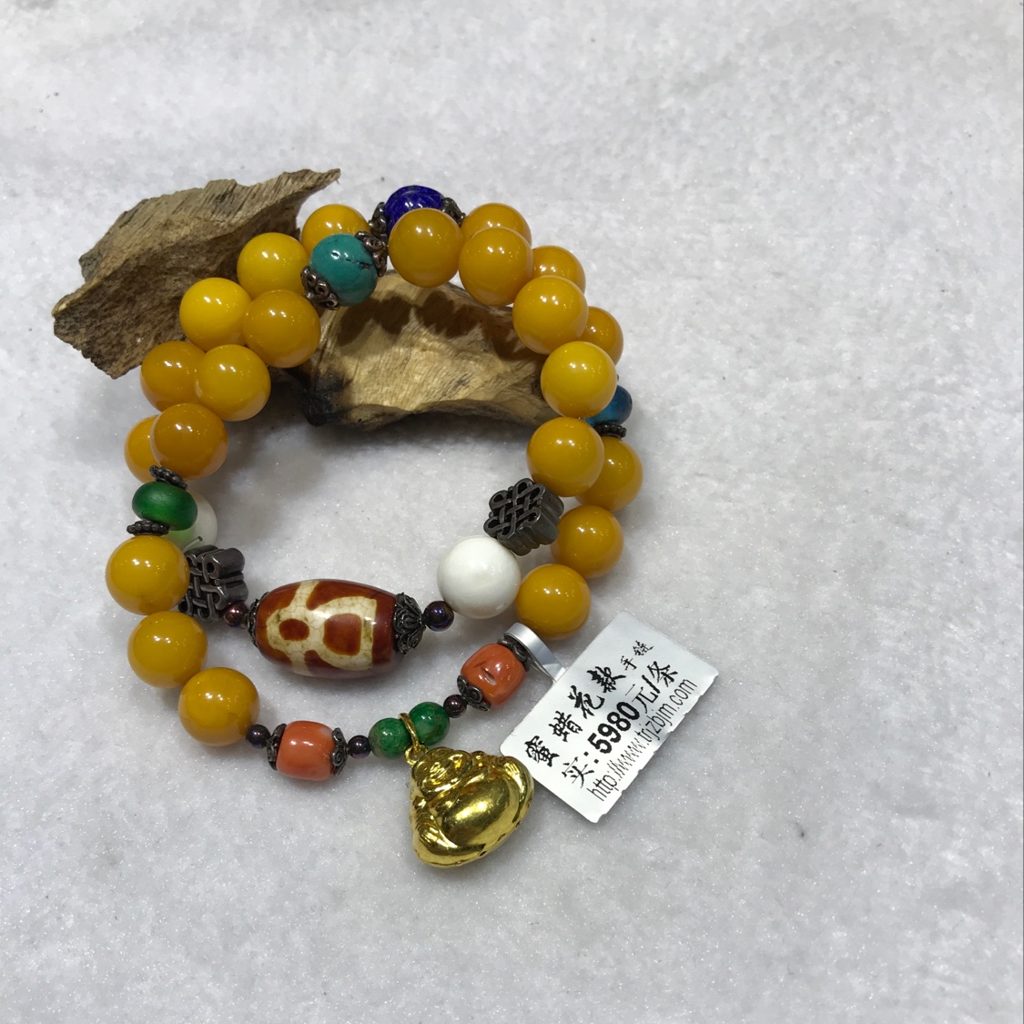 （天然居珠宝）蜜蜡花款手链0.9产品图