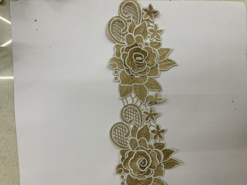 Factory direct sales of water-soluble embroidery lace barcodes, white gold milk silk lace barcodes, 3D stereoscopic lace details Picture