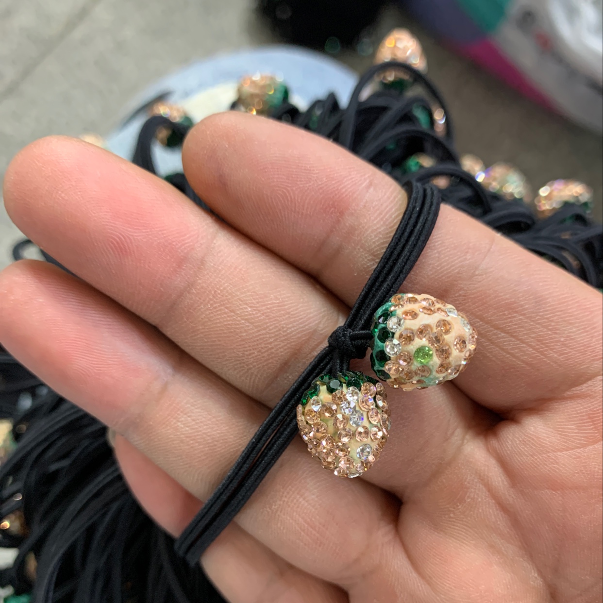 String Strawberry Champagne Korean Fashion Women's Headband Female Elastic Band Hair Style Headwear High Elastic Adult Autumn/Winter Hair Rope Hair Accessories Casual Rubber Band Solid Color Bunny Hair Band Chenfei Jewelry 028