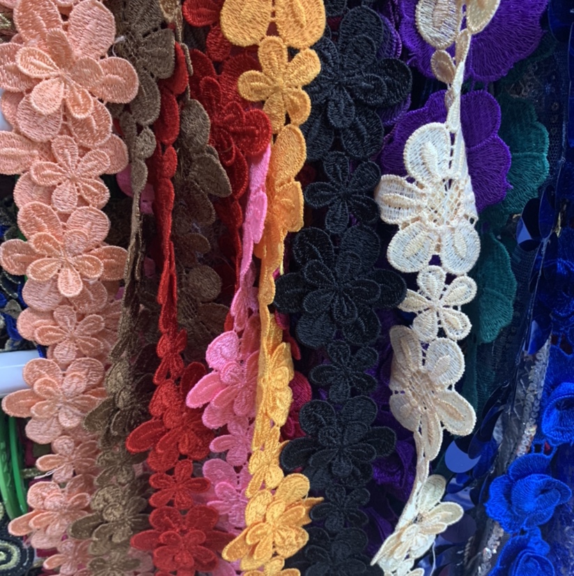 Water Soluble Embroidery Lace Collar With Multi-Colored Beads Specification drawing