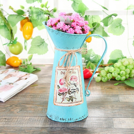 厂家直销复古田园风格简约咖啡壶插干花铁桶家居装饰摆件工艺品产品图