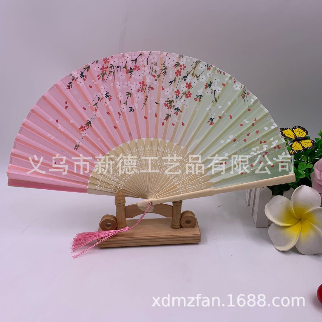 古风扇子  竹质二青折叠扇  中国风古典折扇  扇子女式儿童舞蹈扇夏详情图1