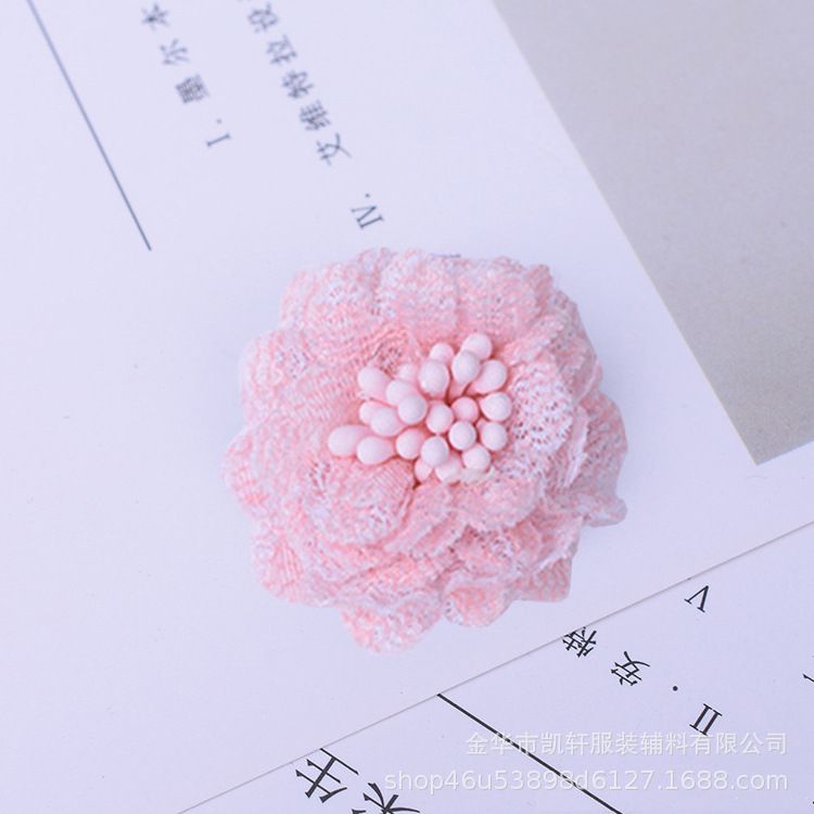 韩版4CM蕾丝鞋帽花胸针头花DIY手工服装定型花厂家直销配件花朵详情图10