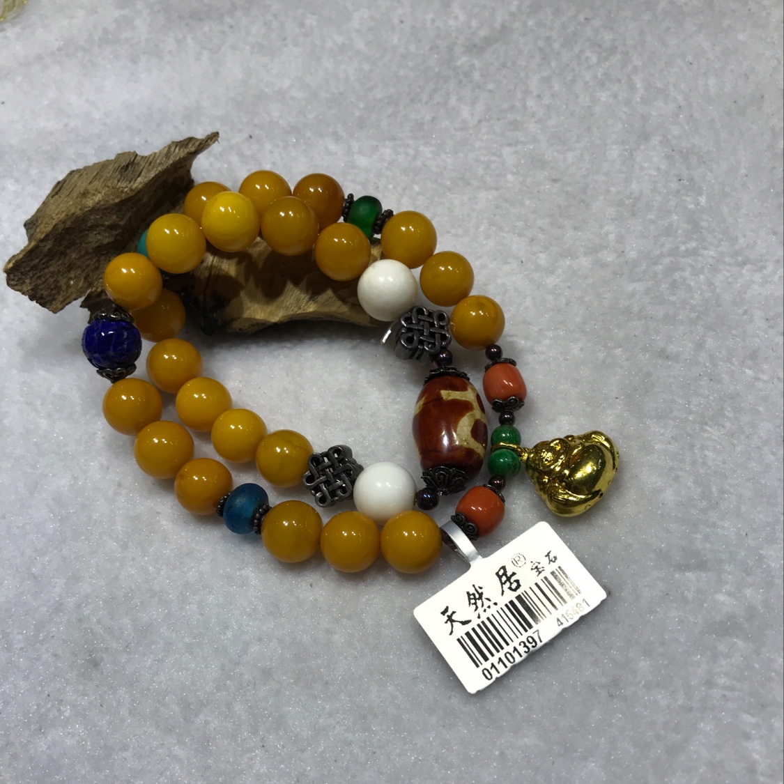 （天然居珠宝）蜜蜡花款手链0.9