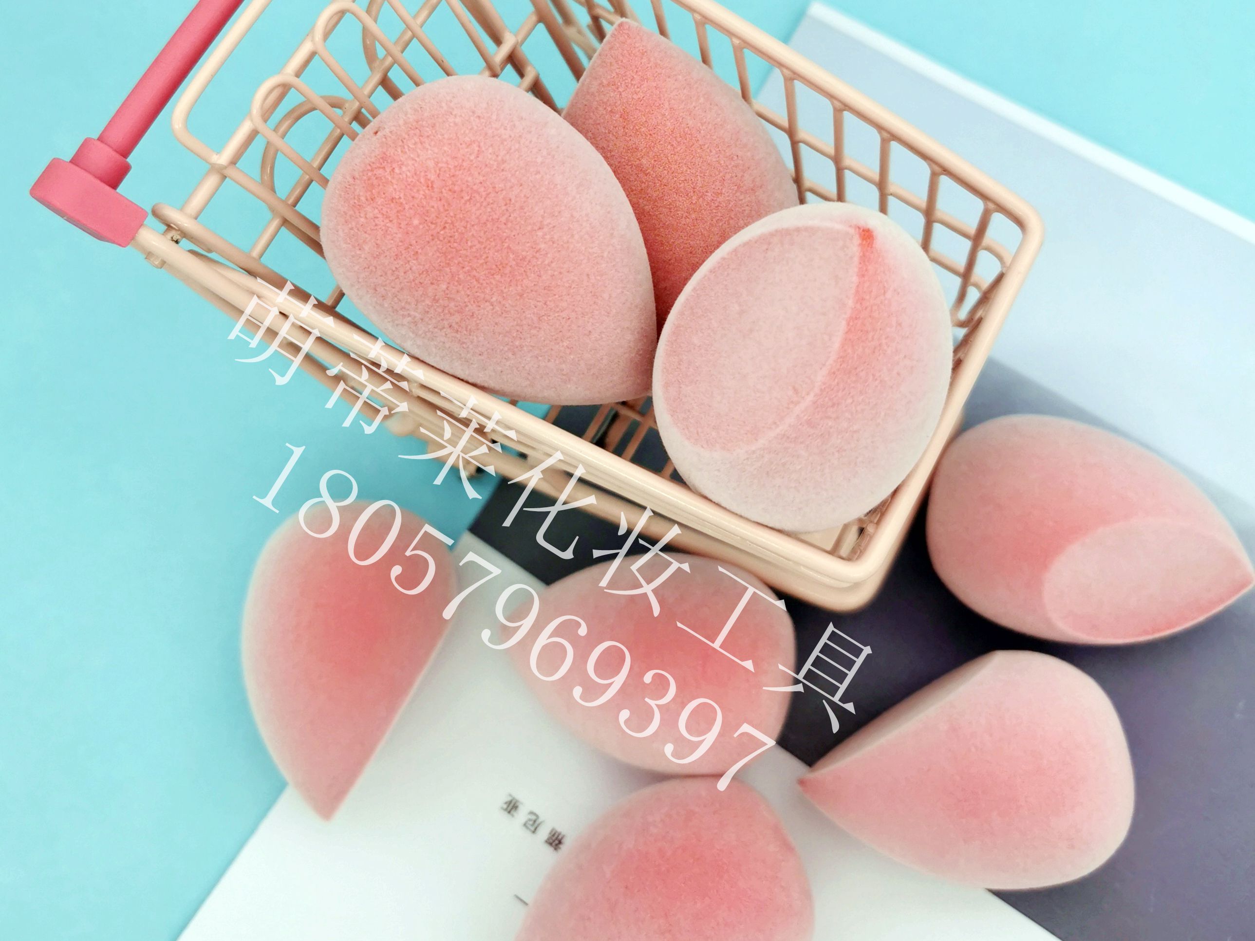 Non-latex flocking water-drop cut beauty egg hydrophilic powder puff factory direct sales Specification image